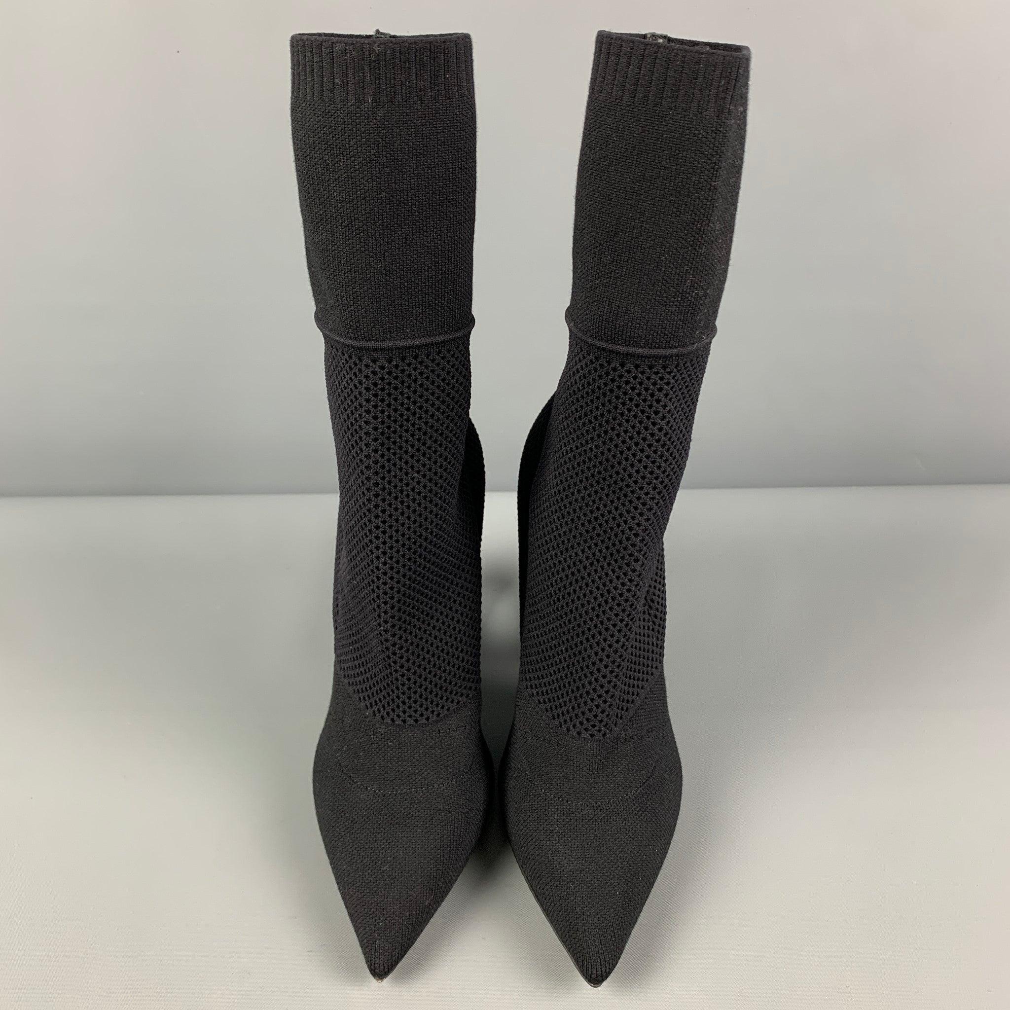 Women's BURBERRY Size 8 Black Nylon Knitted Pointed Toe Boots For Sale