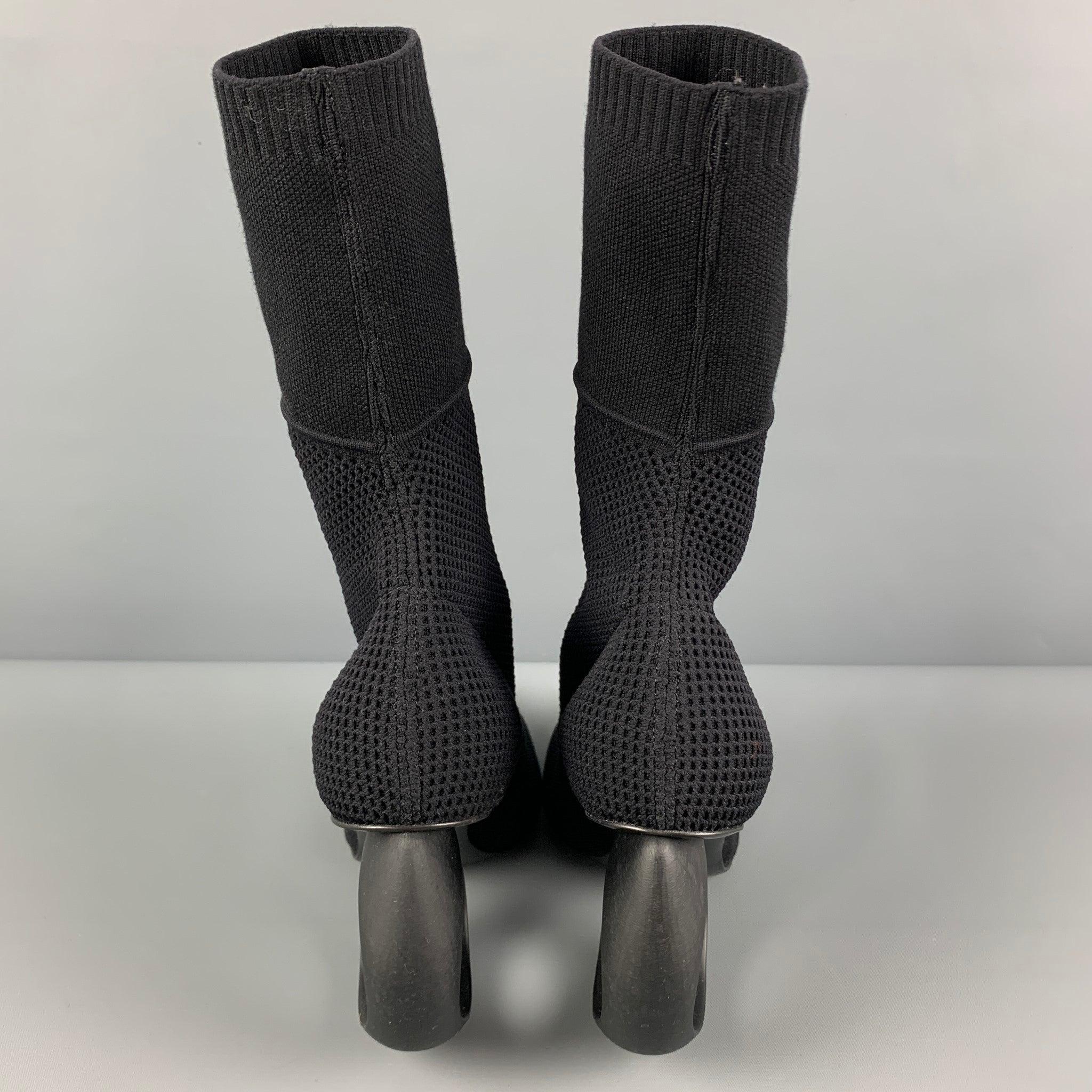 BURBERRY Size 8 Black Nylon Knitted Pointed Toe Boots For Sale 1