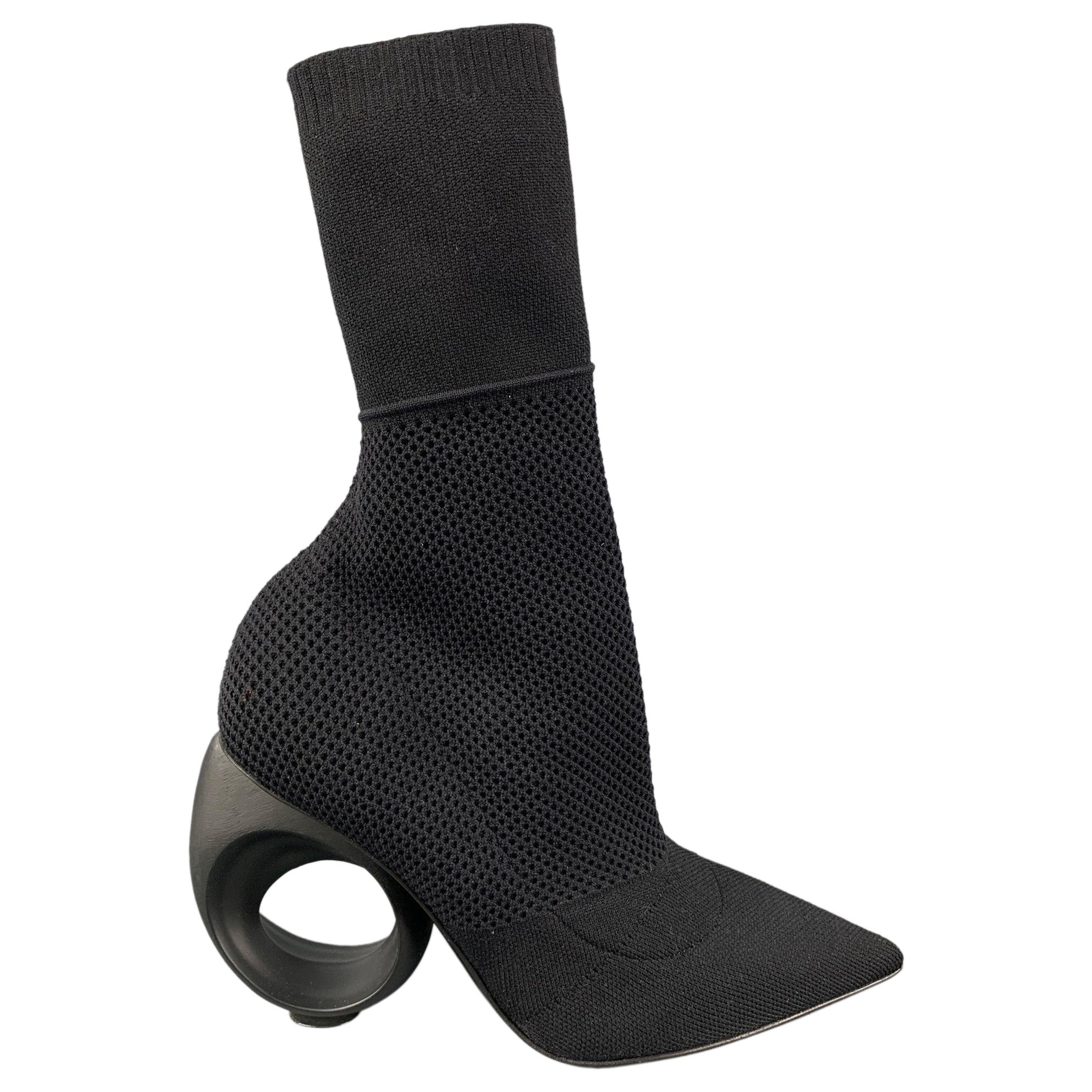 BURBERRY Size 8 Black Nylon Knitted Pointed Toe Boots