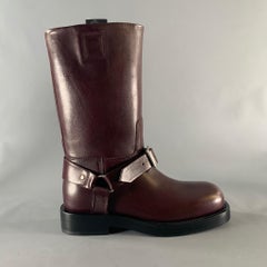 BURBERRY Size 8 Burgundy Leather Pull On Boots