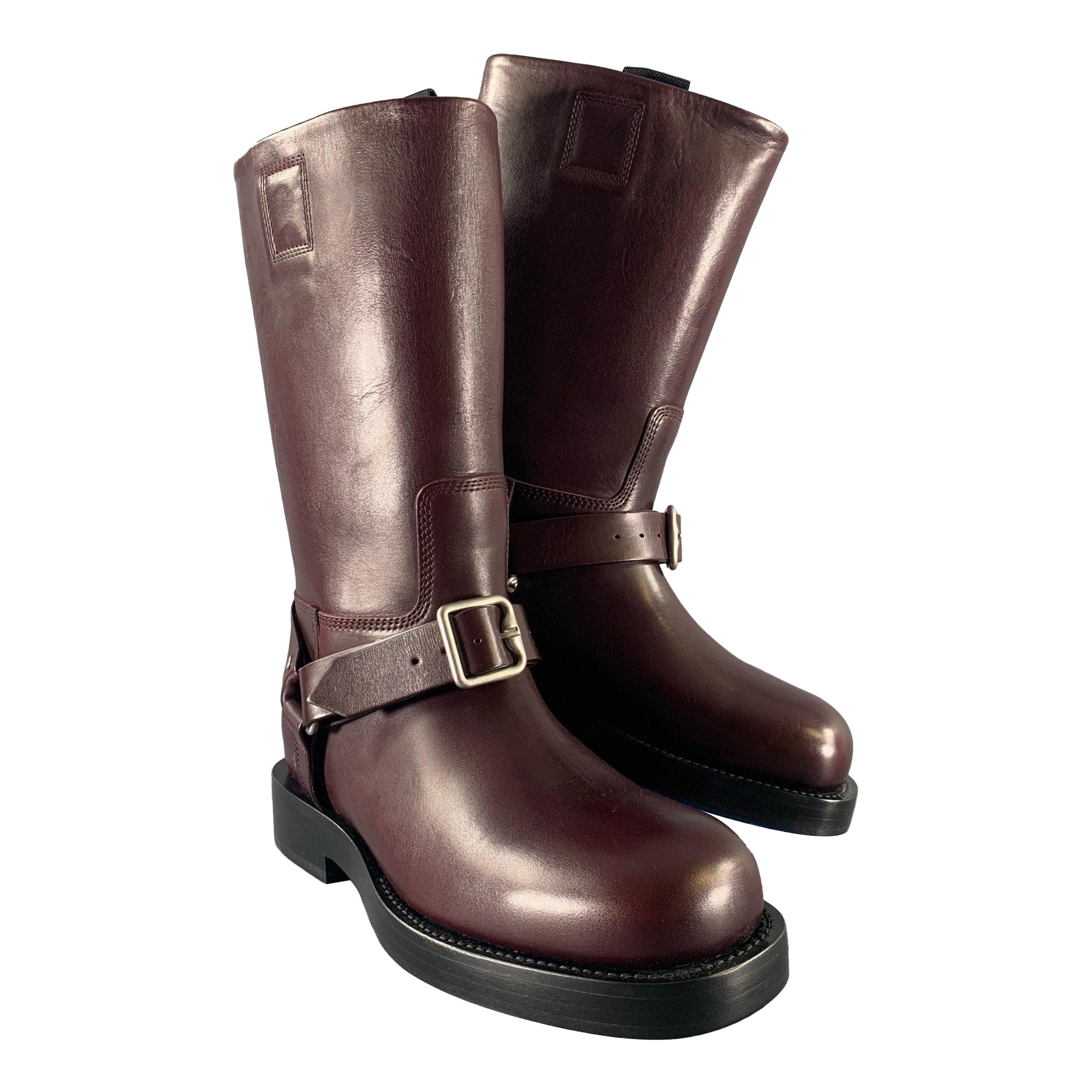 BURBERRY Size 8 Burgundy Leather Pull On Boots