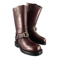 BURBERRY Size 8 Burgundy Leather Pull On Boots