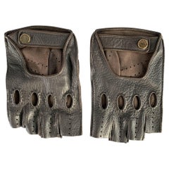 BURBERRY Size 8.5 Brown Chocolate Perforated Deerskin Leather Gloves