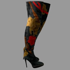 Bottes BURBERRY en cuir bleu marine et rouge, taille 9,5