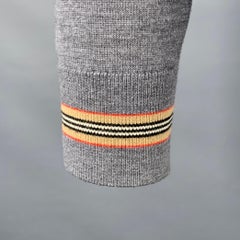 BURBERRY Size L Grey Polyamide Blend Contrast Trim Crew Neck Pullover