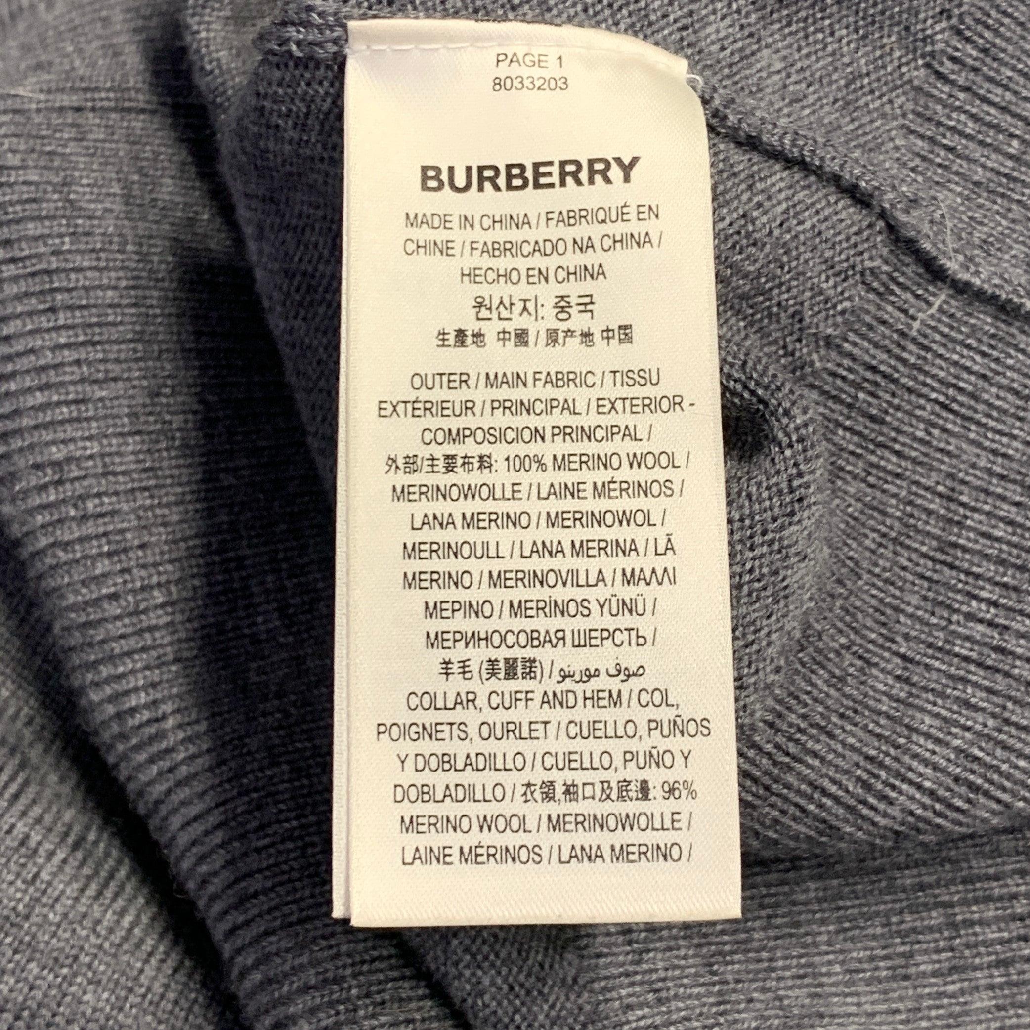 Burberry Taglia L Pullover girocollo grigio in misto poliammide con bordi a contrasto in vendita 1