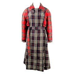 BURBERRY Size L Multi Color Cotton Plaid Belted Trench Coat