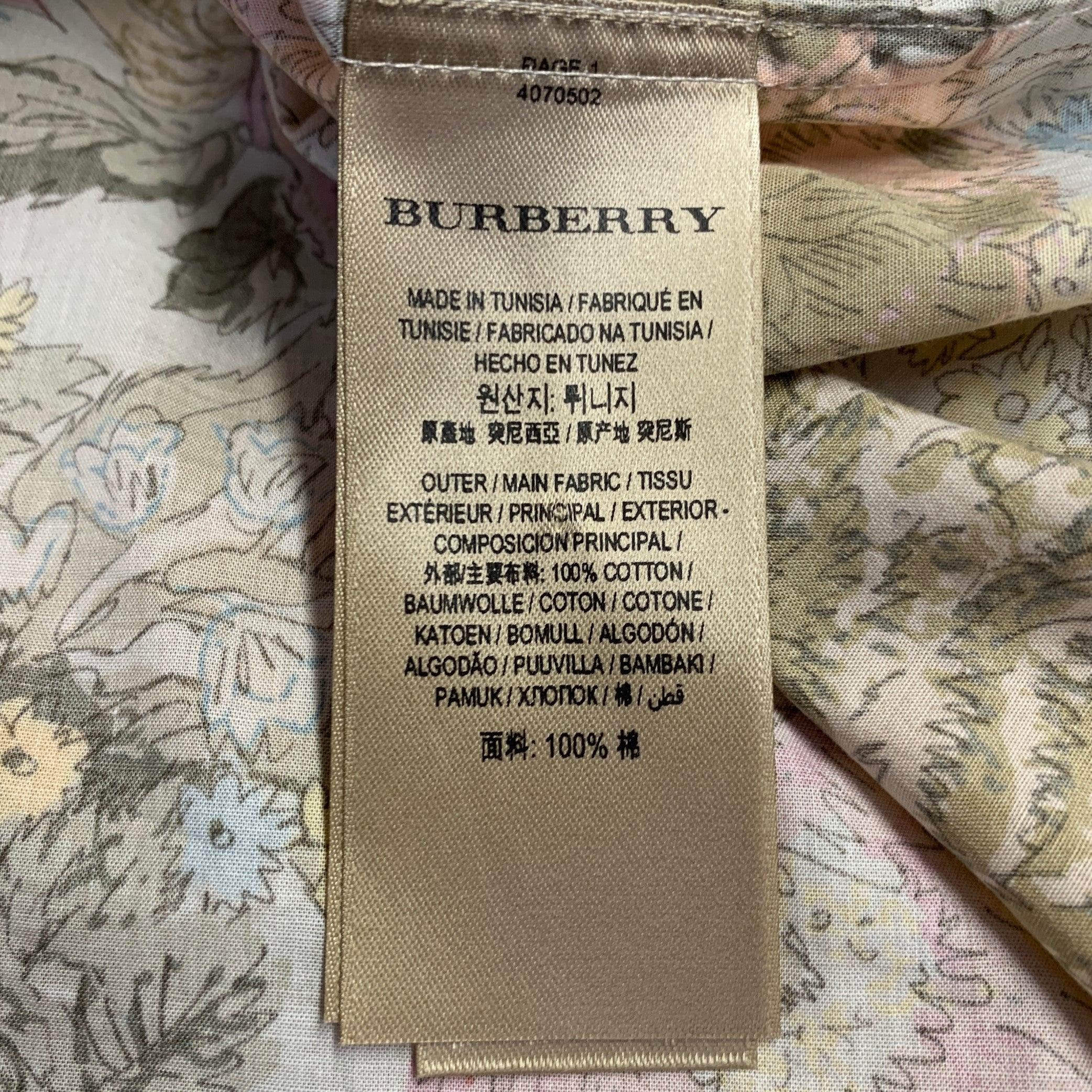 BURBERRY Größe L Mehrfarbig Floral Baumwolle Eine Tasche Kurzarmhemd im Angebot 1