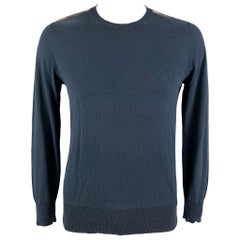 BURBERRY Size L Navy Cashmere Cotton Crew-Neck Pullover