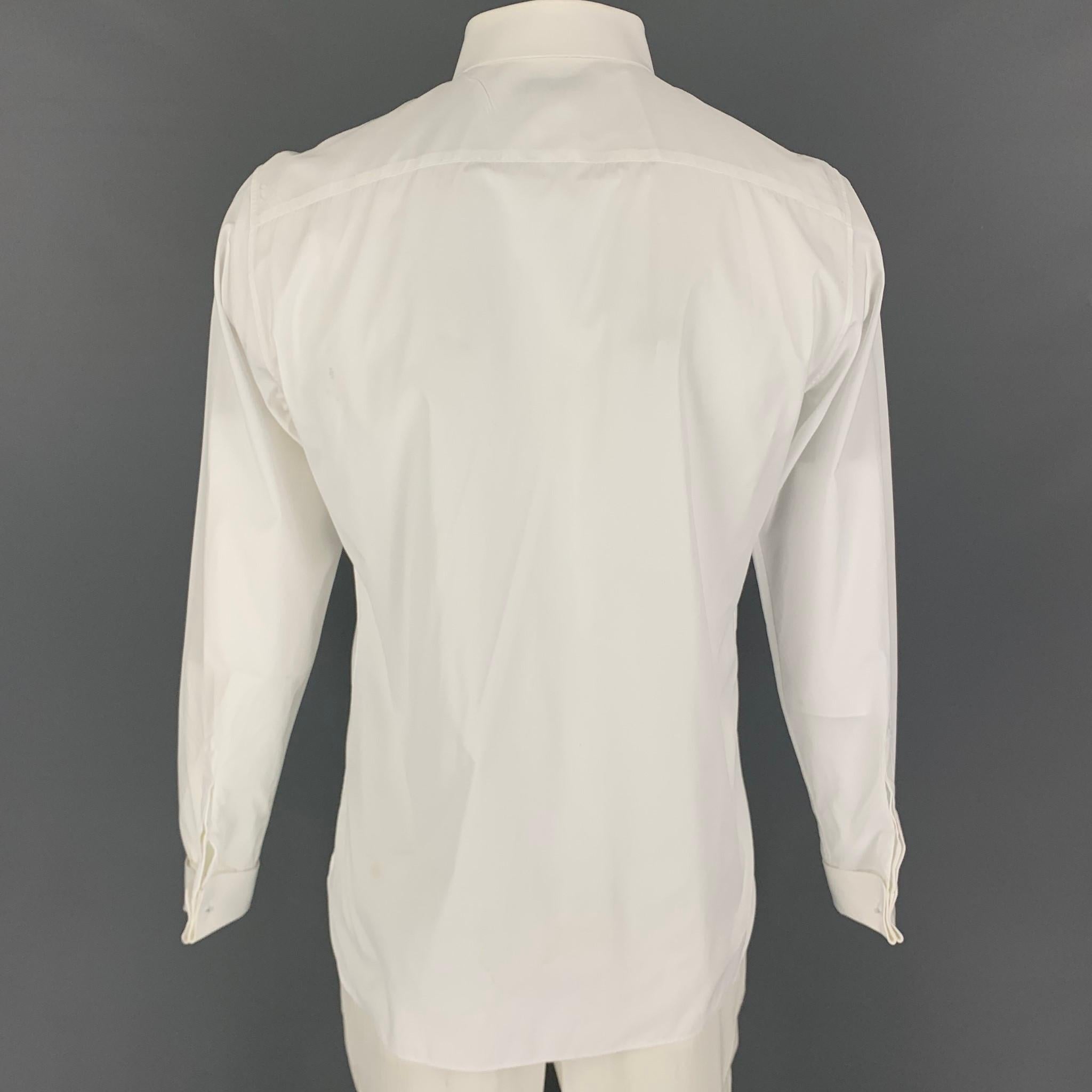BURBERRY Size L White Cotton Tuxedo Long Sleeve Shirt In Excellent Condition In San Francisco, CA