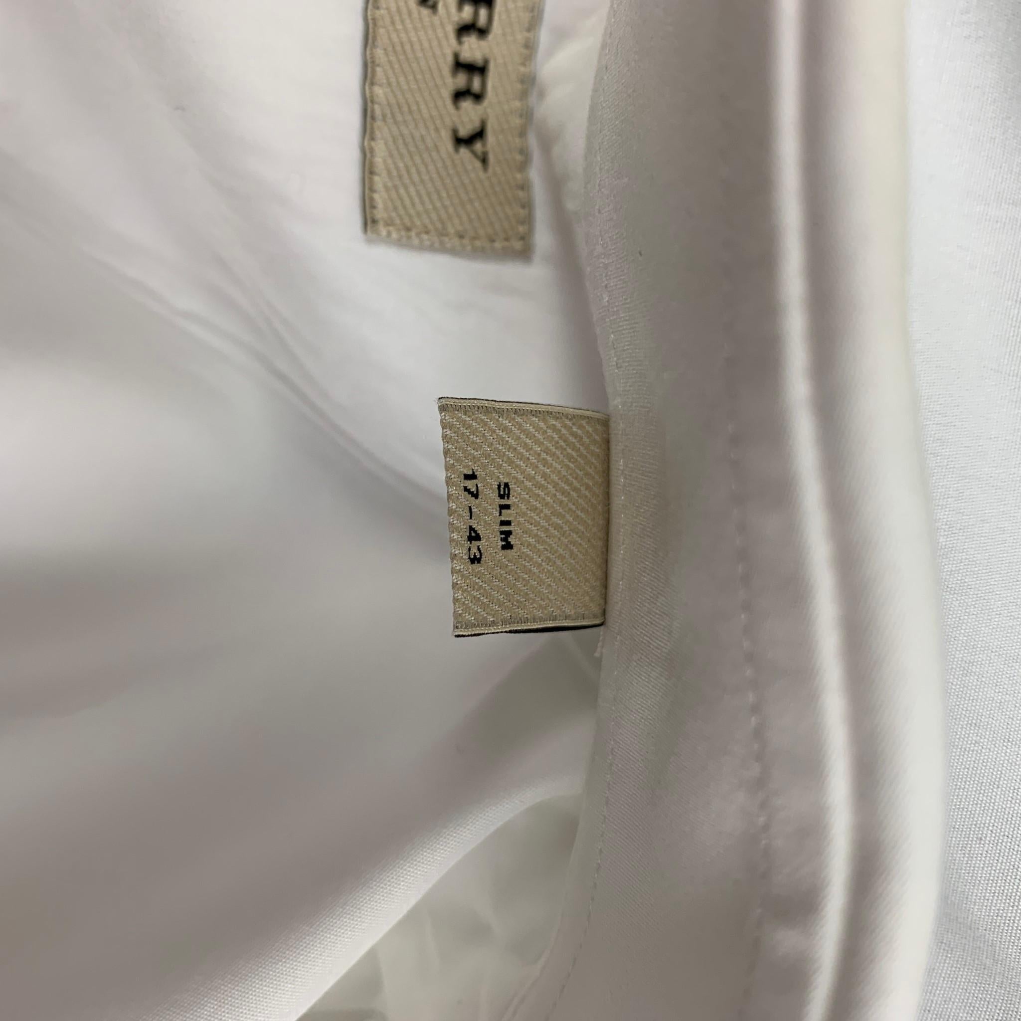 BURBERRY Size L White Cotton Tuxedo Long Sleeve Shirt 1