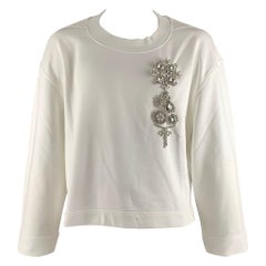 BURBERRY Size L White Solid Cotton Cropped Sweatshirt