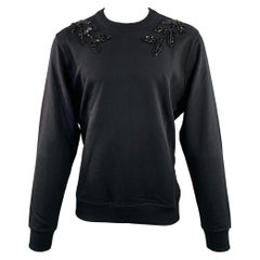 BURBERRY Size M Black Crystal Embellishment Cotton Crew Neck Sweatshirt