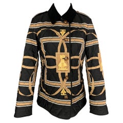 BURBERRY Size M Black & Gold Quilted Print Polyester Jacket