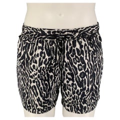 BURBERRY Size M Black White Animal Print Polyamide Drawstring Swim Trunks