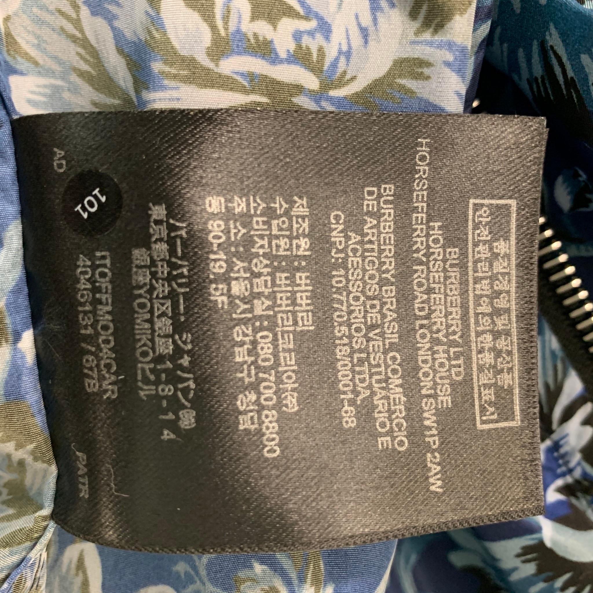 BURBERRY Size M Blue Floral Nylon Windbreaker Jacket 2