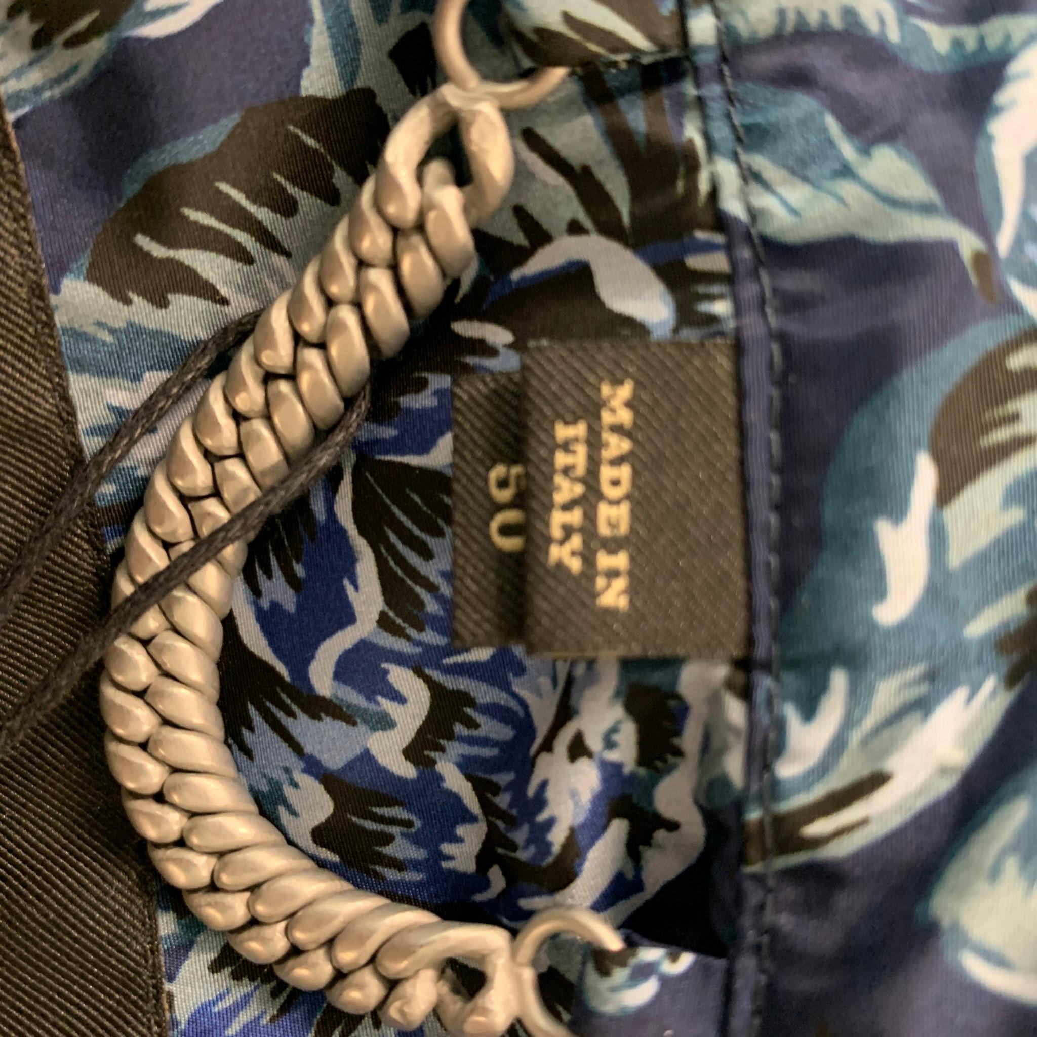 BURBERRY Size M Blue Floral Nylon Windbreaker Jacket In New Condition In San Francisco, CA