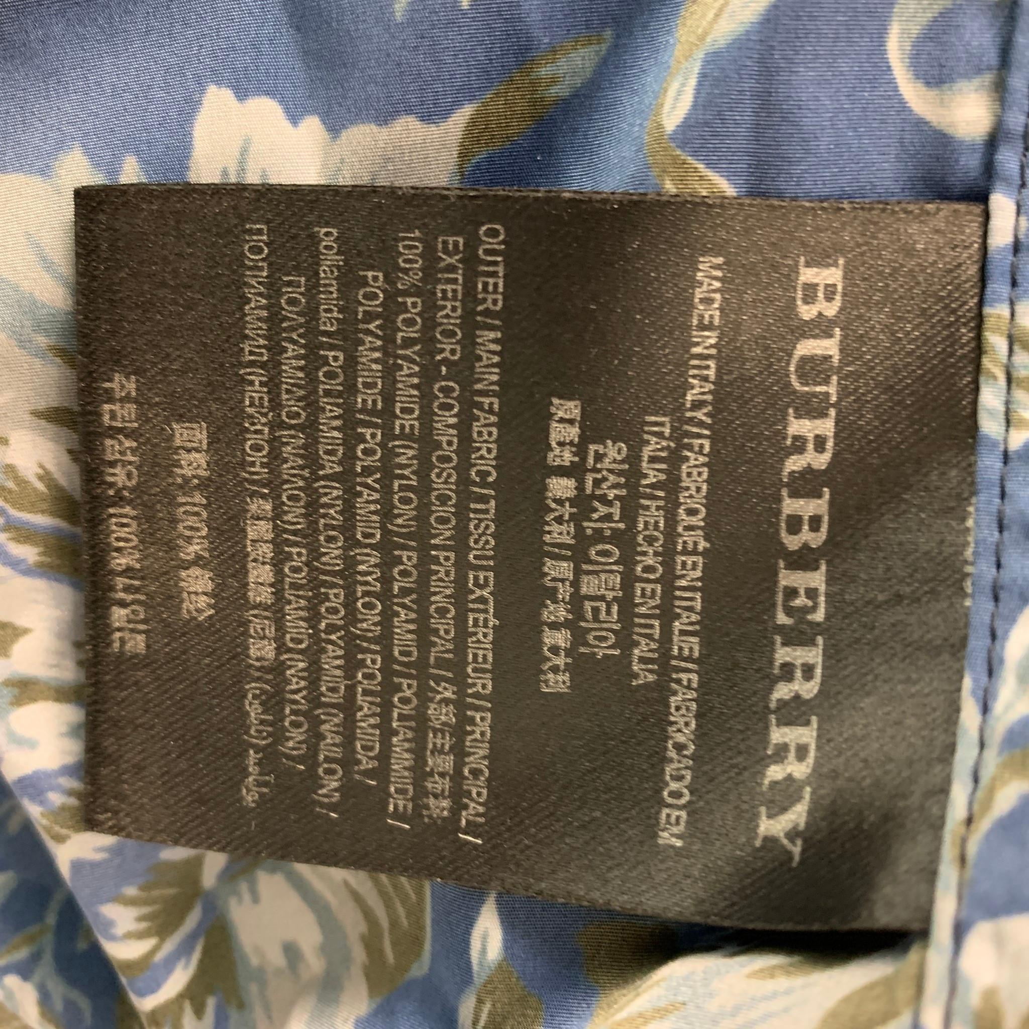 BURBERRY Size M Blue Floral Nylon Windbreaker Jacket 1