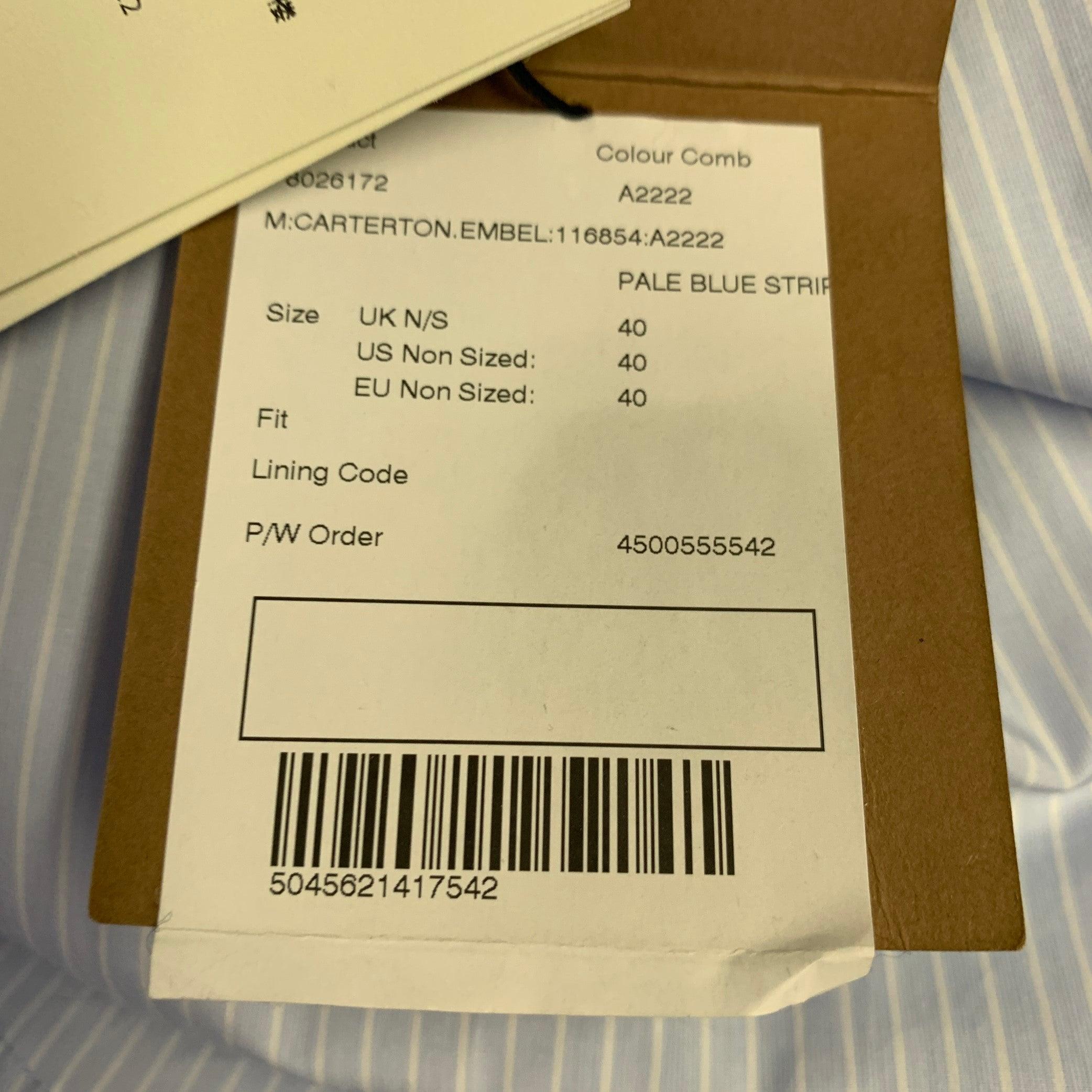 BURBERRY Size M Blue White Pinstripe Cotton Button Up Long Sleeve Shirt For Sale 1