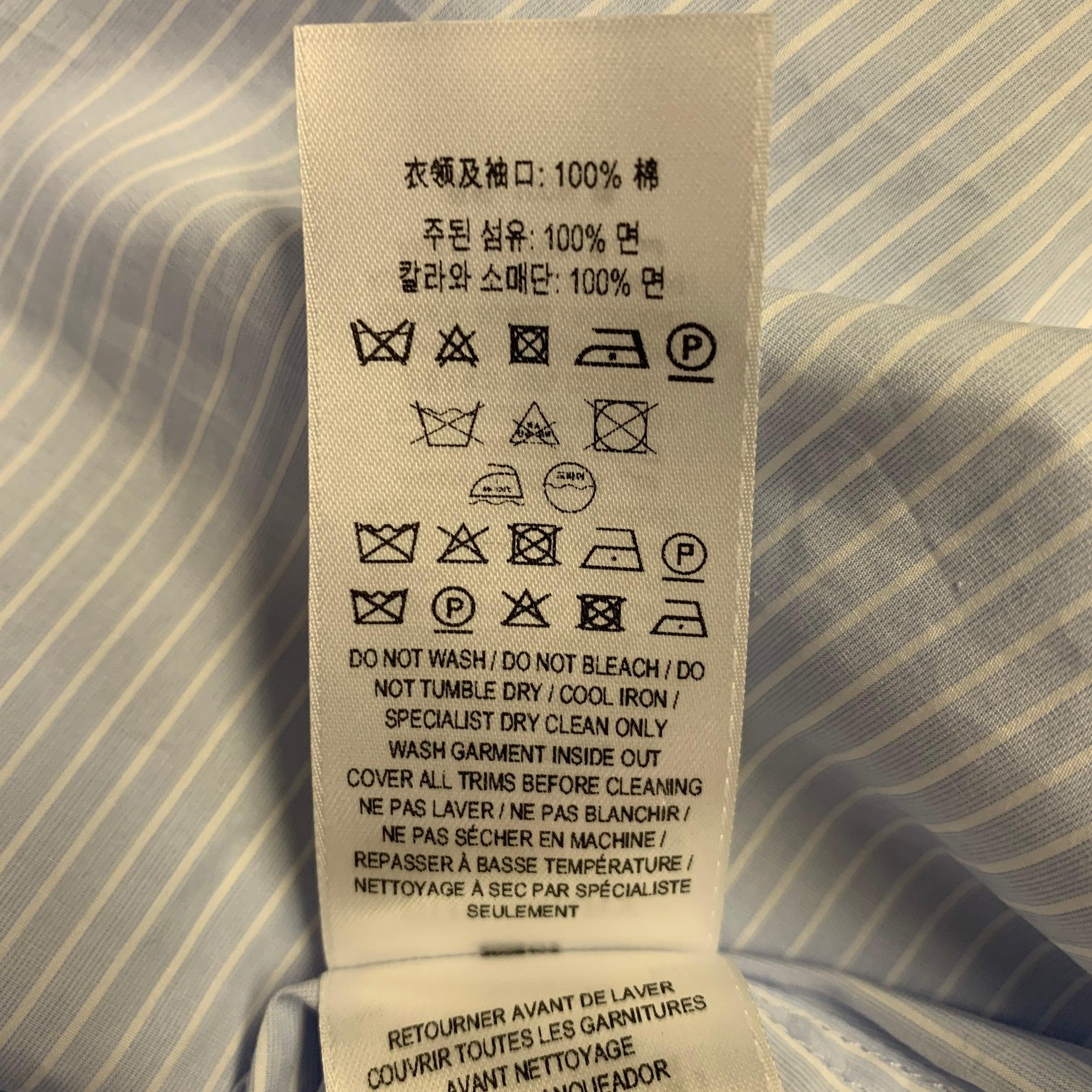 BURBERRY Size M Blue White Pinstripe Cotton Button Up Long Sleeve Shirt For Sale 3