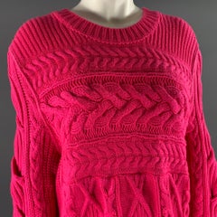 BURBERRY Size M Pink Wool Cashmere Cable Knit Crew-Neck Sweater