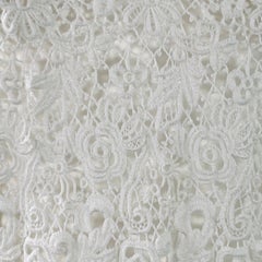 BURBERRY Size M White Cotton Blend Guipure Lace Long Sleeve Blouse