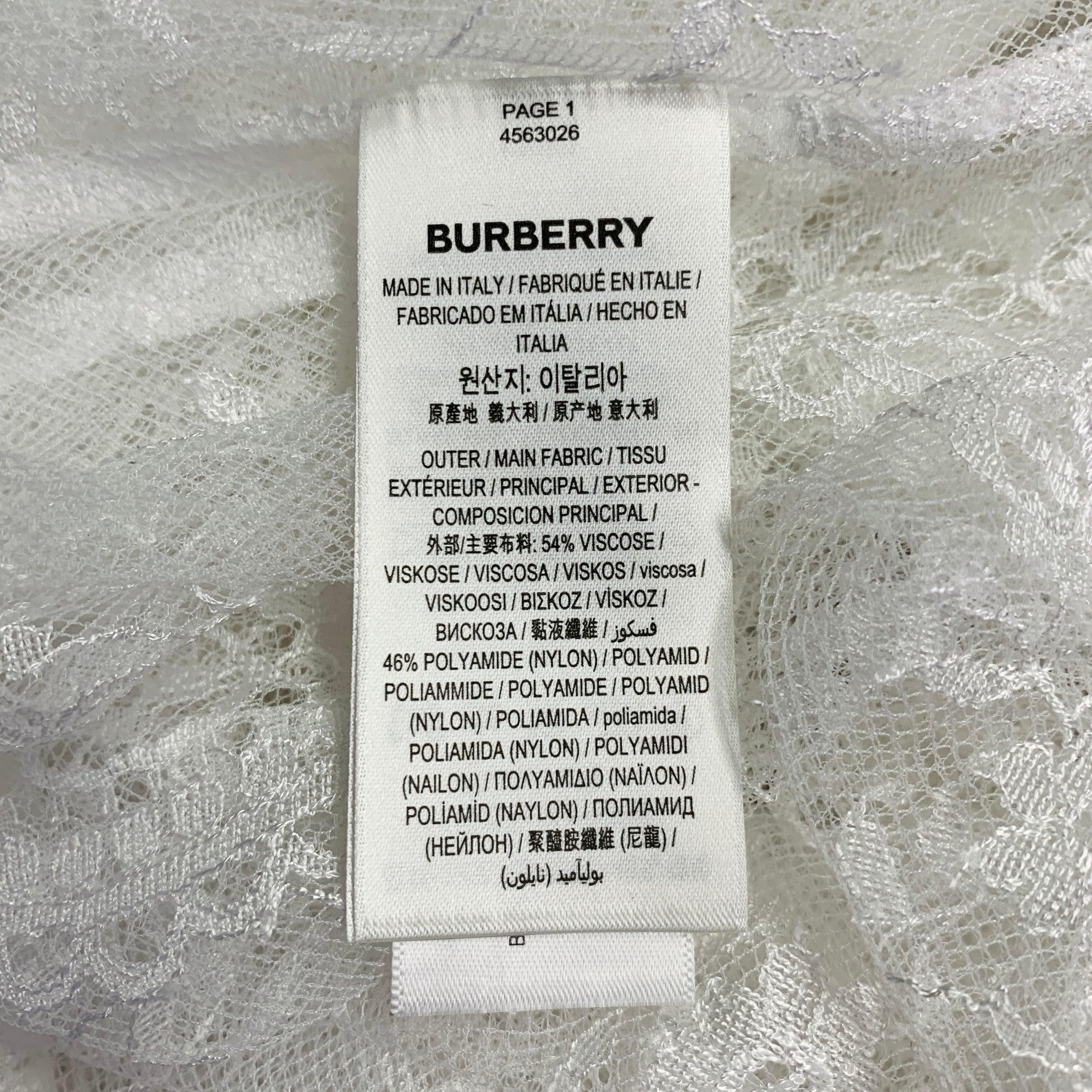 BURBERRY Taille M Chemise à manches longues avec nœud en dentelle blanche et en mélange de viscose Pour hommes en vente