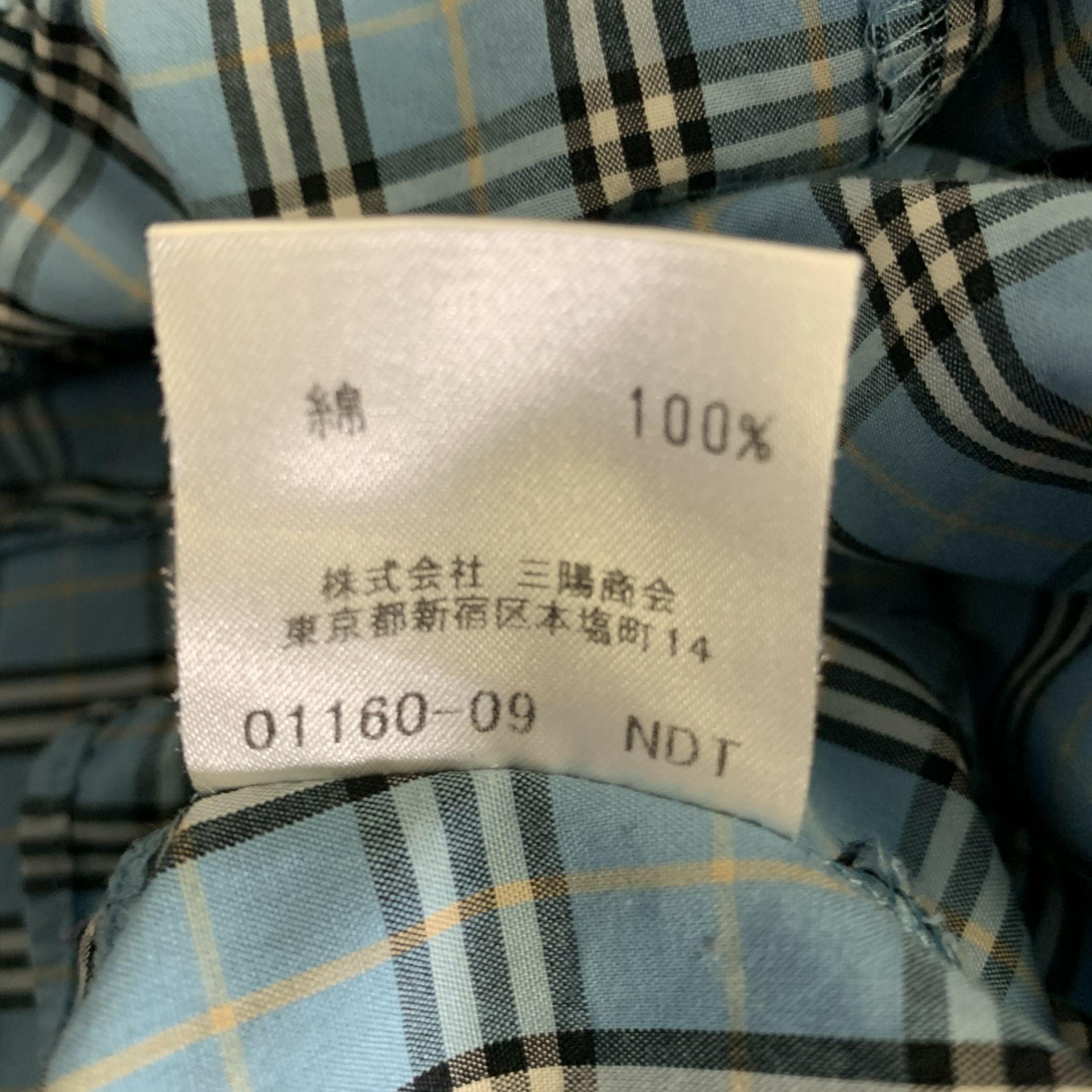 BURBERRY Size S Blue Black White Cotton Plaid Hidden Buttons Blouse 2