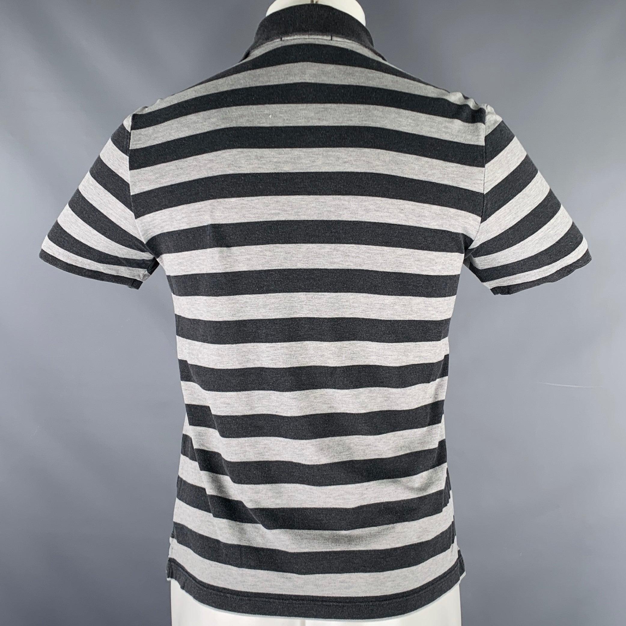 Burberry taglia S Polo in cotone a righe grigie e carbone con mezza abbottonatura In condizioni ottime in vendita a San Francisco, CA