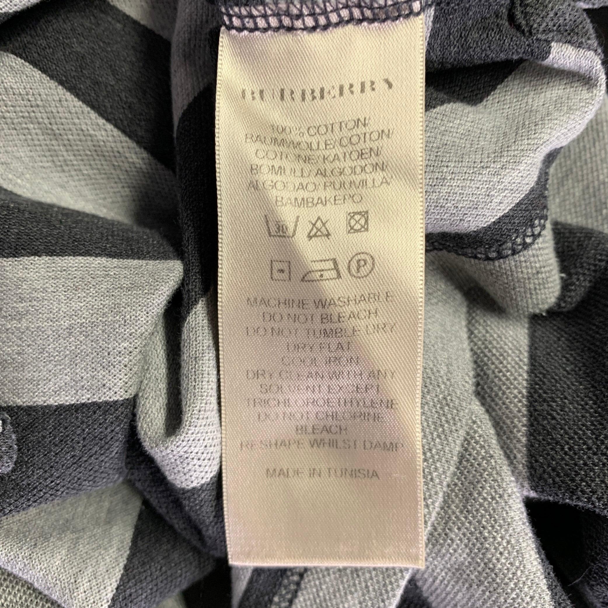 Burberry taglia S Polo in cotone a righe grigie e carbone con mezza abbottonatura in vendita 1