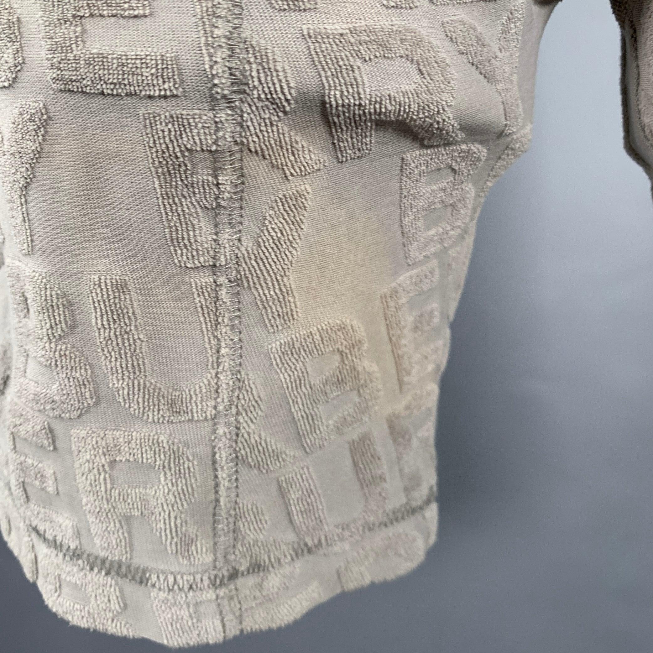 BURBERRY Size S Grey Cotton Embossed Drawstring Shorts For Sale 1