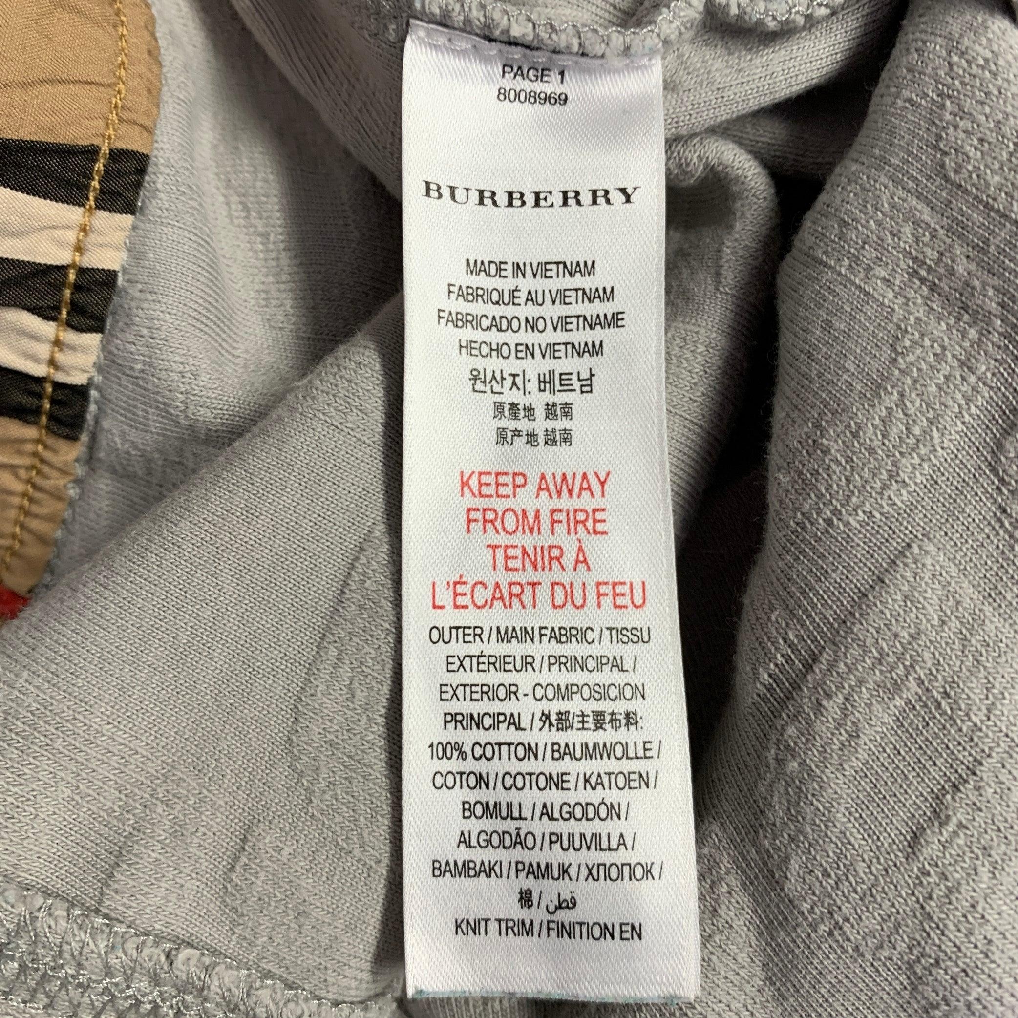 BURBERRY Size S Grey Cotton Embossed Drawstring Shorts For Sale 3