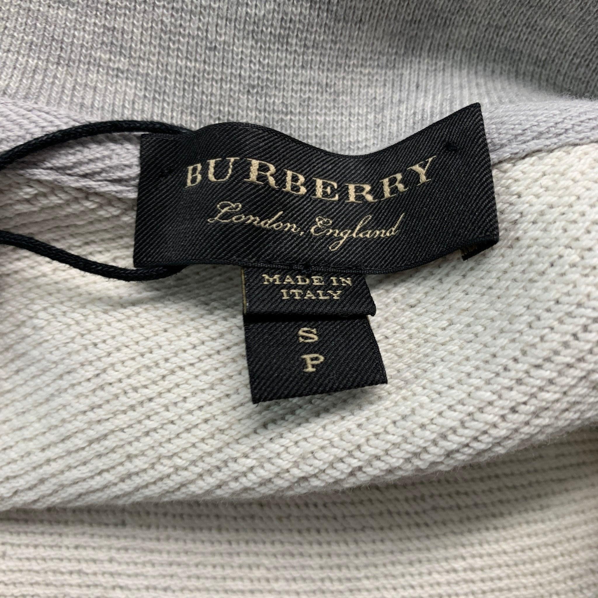 BURBERRY Size S Grey Cotton Solid Cropped Pullover For Sale 1