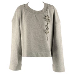 BURBERRY Size S Grey Cotton Solid Cropped Pullover