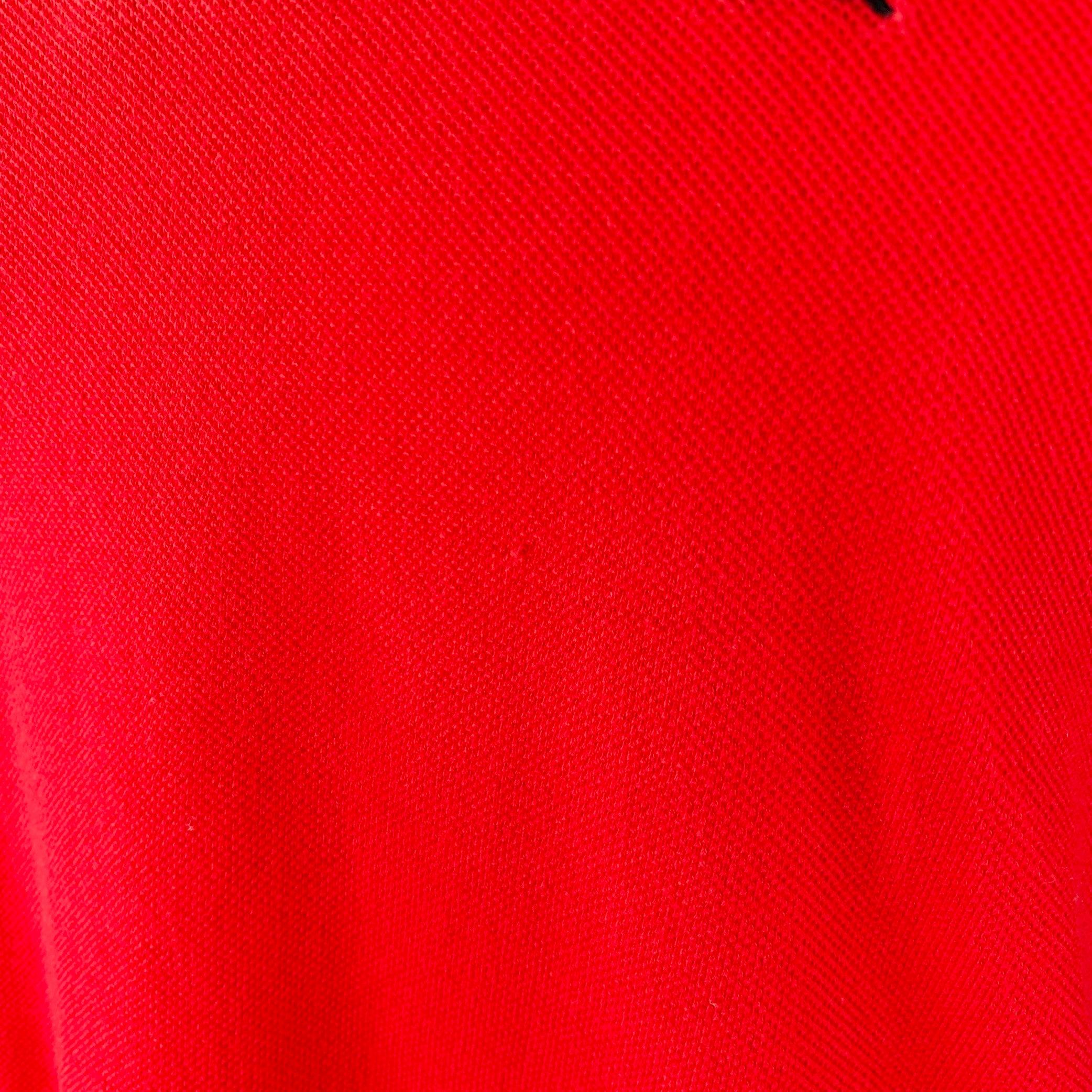 BURBERRY Size S Red Contrast Check Trim Cotton Pique Polo For Sale 1