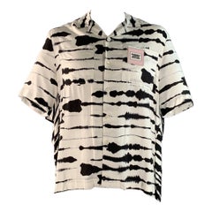 Burberry Size S White Black Print Viscose Patch Pockets Short Sleeve Shirt
