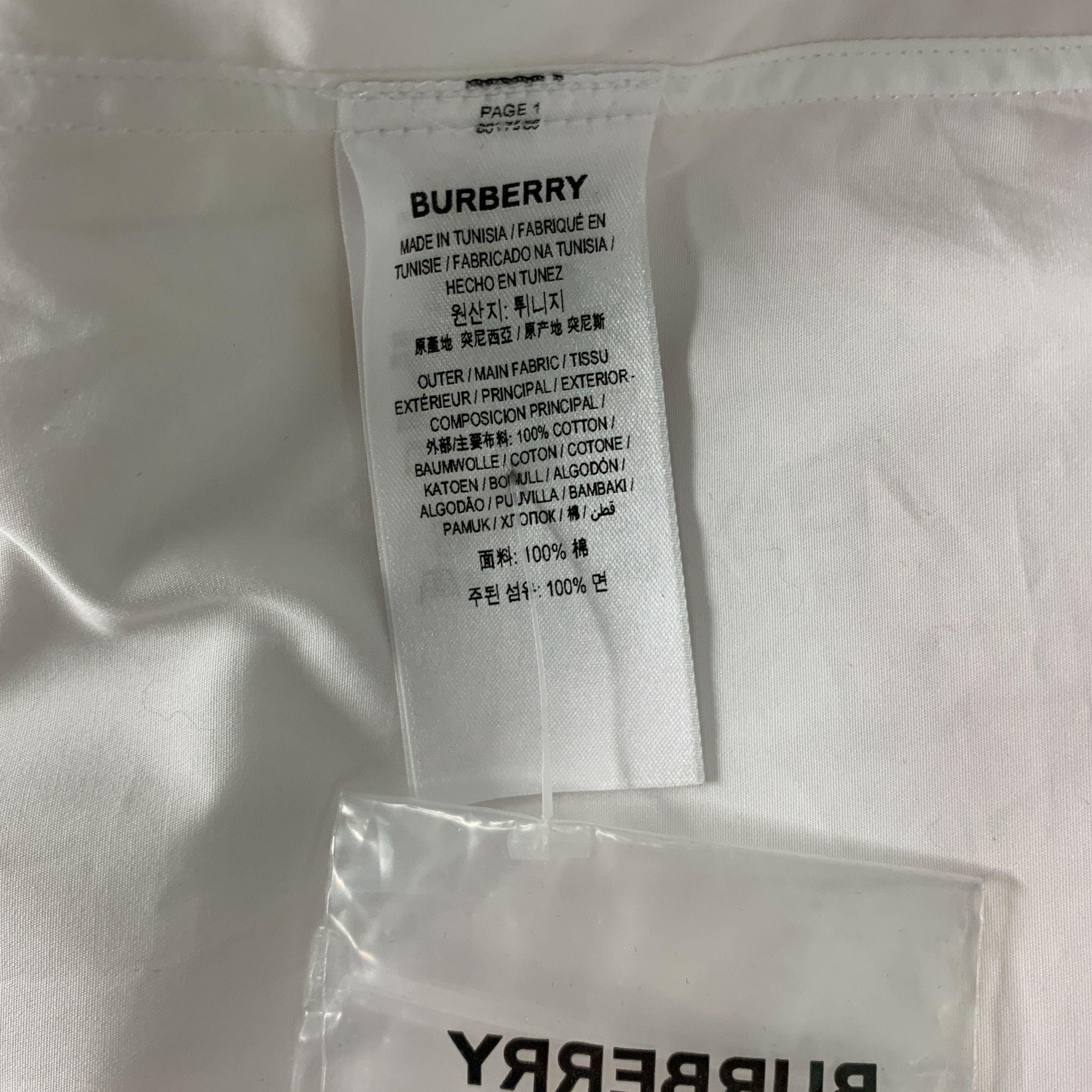BURBERRY Size S White Solid Cotton Button Up  Long Sleeve Shirt For Sale 6