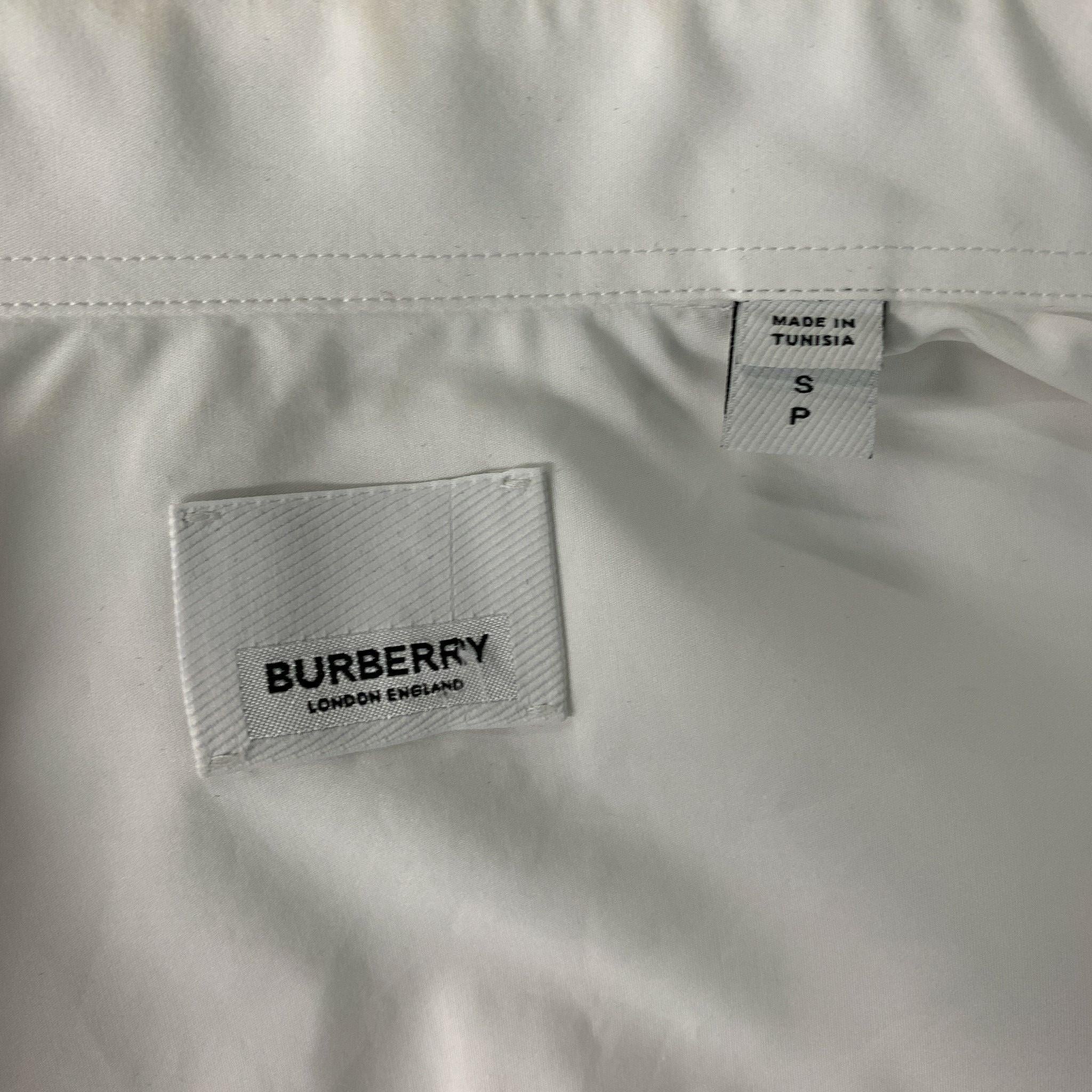 BURBERRY Size S White Solid Cotton Button Up  Long Sleeve Shirt For Sale 5