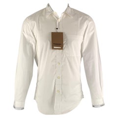 BURBERRY Size S White Solid Cotton Button Up  Long Sleeve Shirt