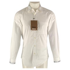 BURBERRY Size S White Solid Cotton Button Up Long Sleeve Shirt