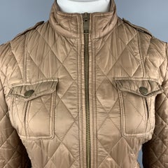 BURBERRY Size XL Beige Quilted Nylon Patch Pocket Jacket