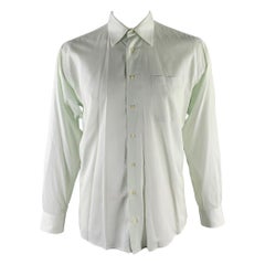 BURBERRY Size XL Green Mint Stripe Cotton Pointed Collar Long Sleeve Shirt