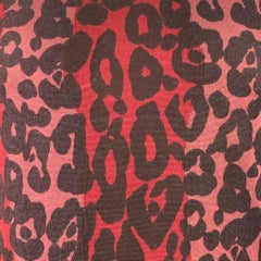 BURBERRY Größe XL Rot Schwarz Rosa Tierdruck Wolle Seide Rundhalsausschnitt Pullover