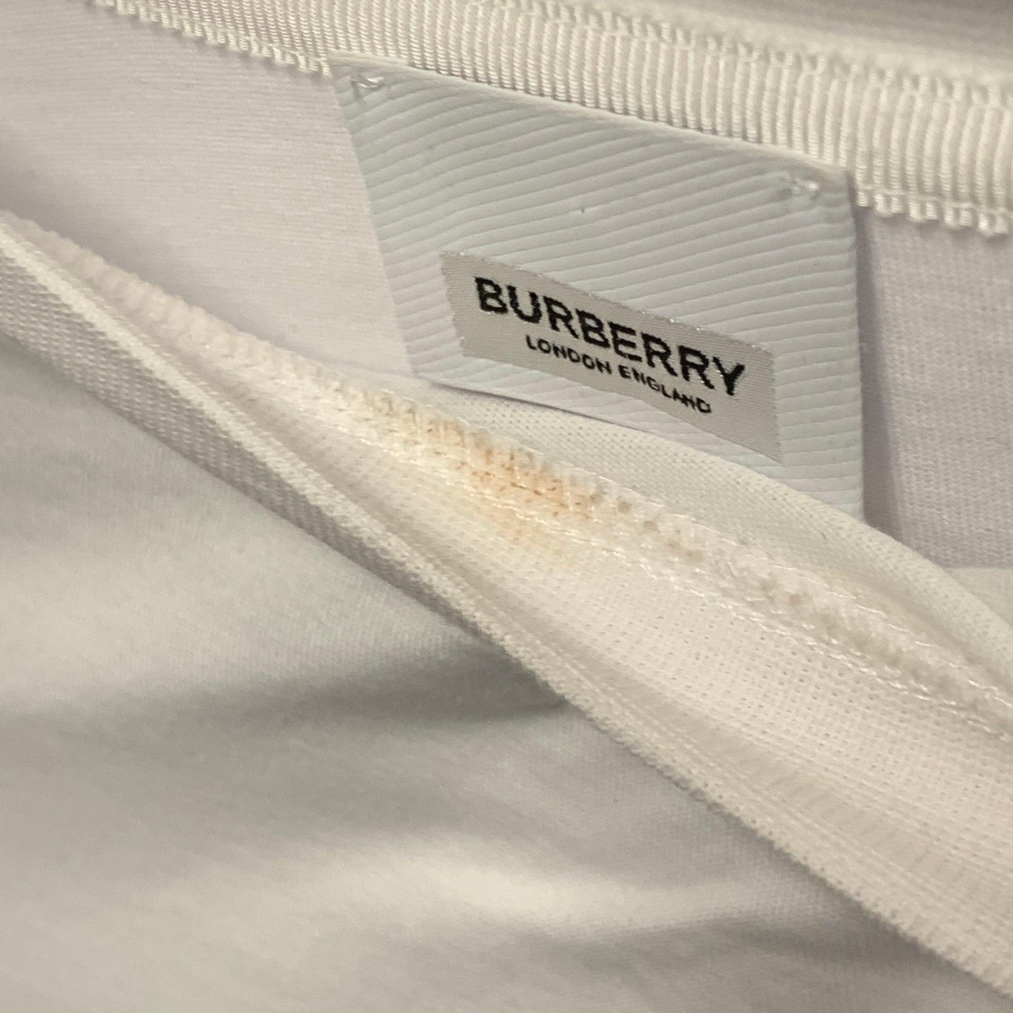 BURBERRY Größe XL Weiß Silber Baumwolle Kristall verschönert Übergröße T-Shirt mit Rundhalsausschnitt im Angebot 4