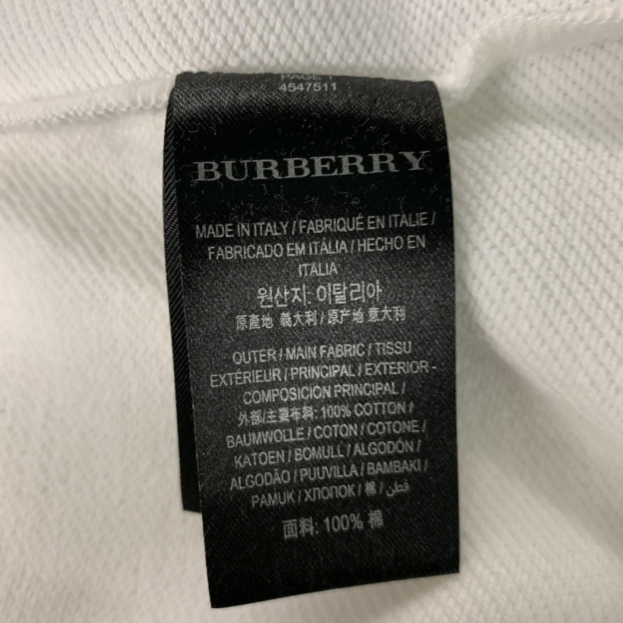 BURBERRY Size XL White Solid Cotton Cropped Sweatshirt For Sale 5