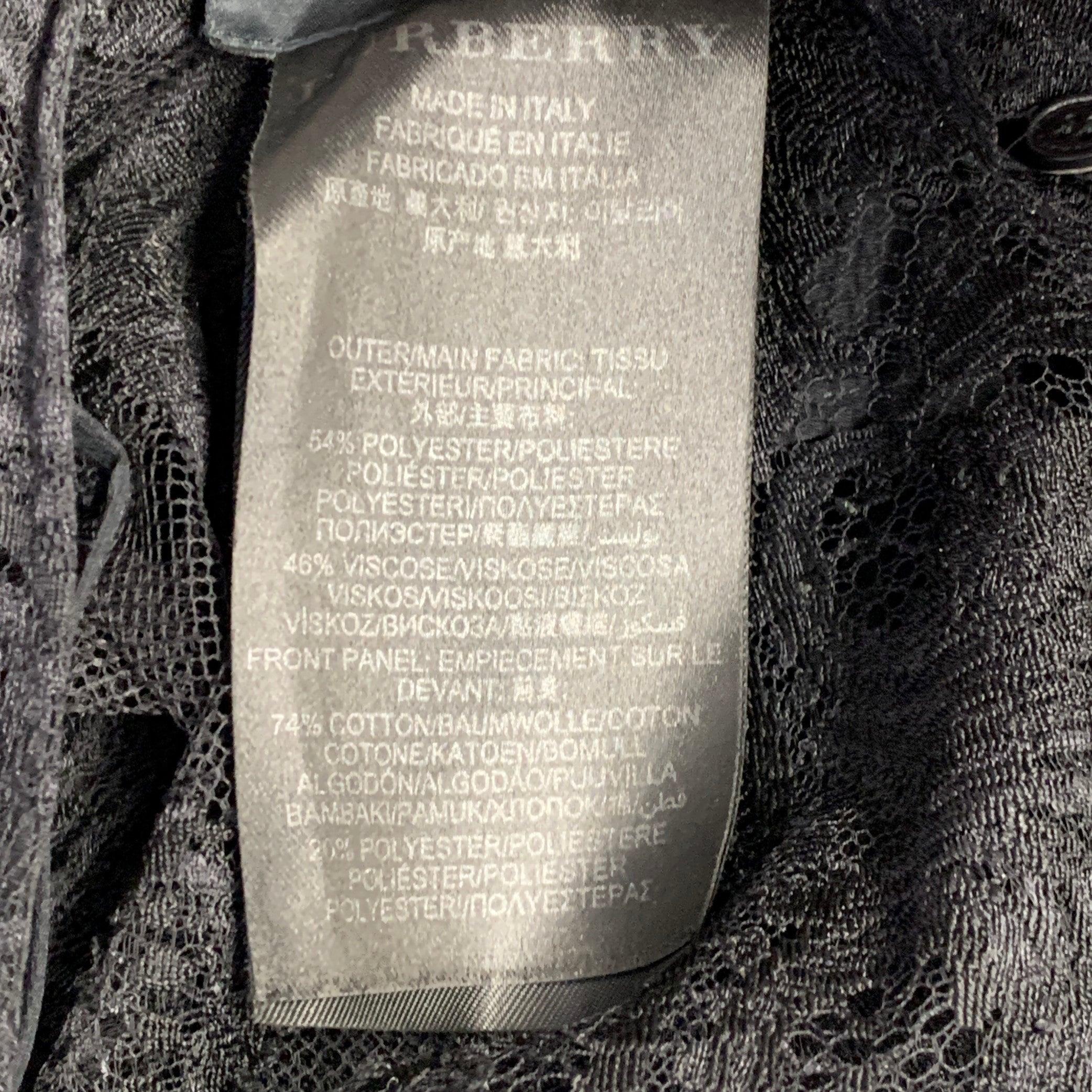 BURBERRY Größe XS Schwarz Spitze Kurzarm Drop Waist Knielang Cocktailkleid im Angebot 2