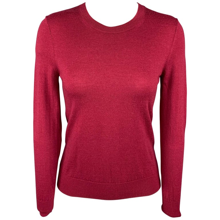 BURBERRY Size XS Burgundy Crew-Neck Pullover Sweater For Sale at 1stDibs