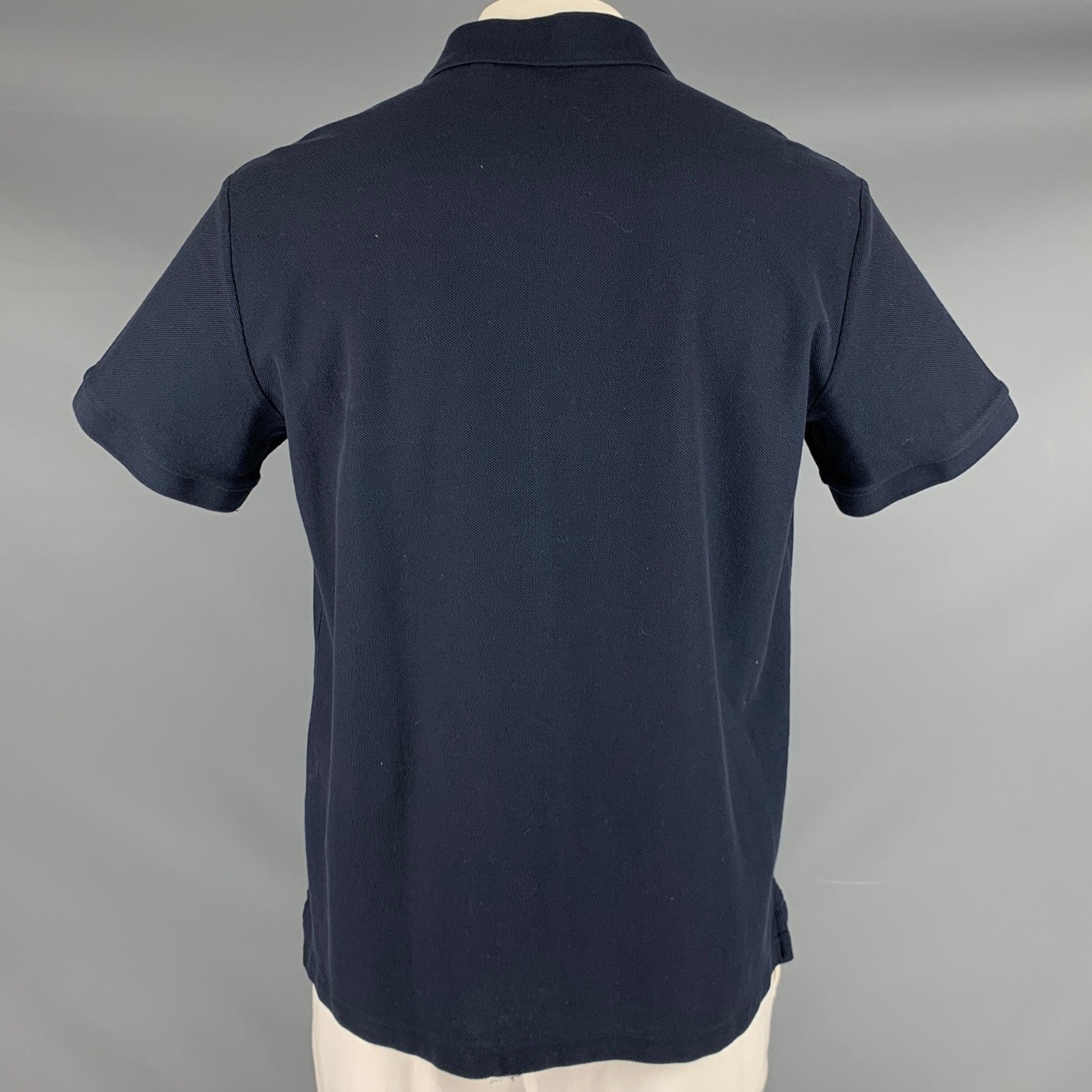 BURBERRY Size XXL Navy Cotton Monogram Half Placket Polo In Excellent Condition For Sale In San Francisco, CA