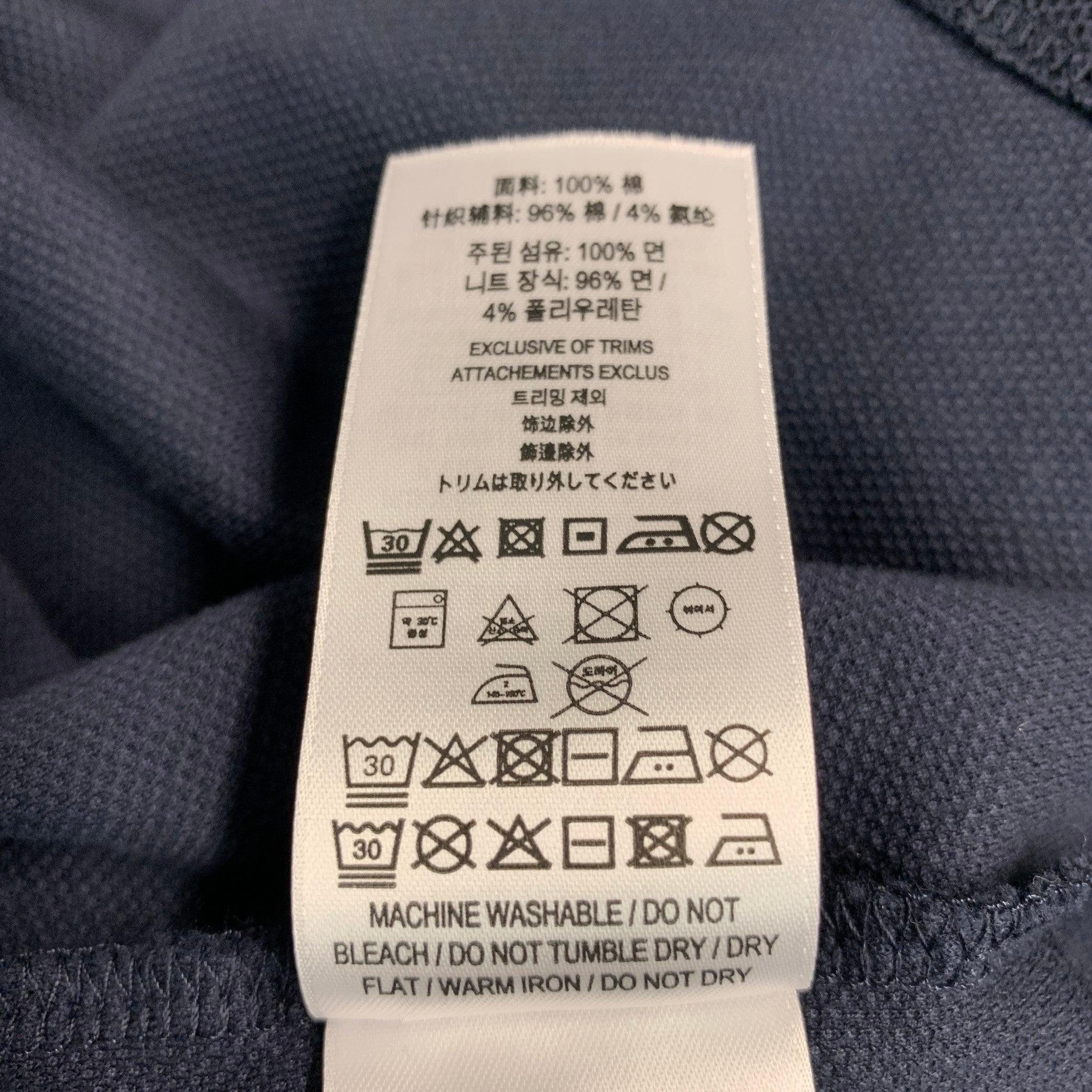 BURBERRY Size XXL Navy Cotton Monogram Half Placket Polo For Sale 2