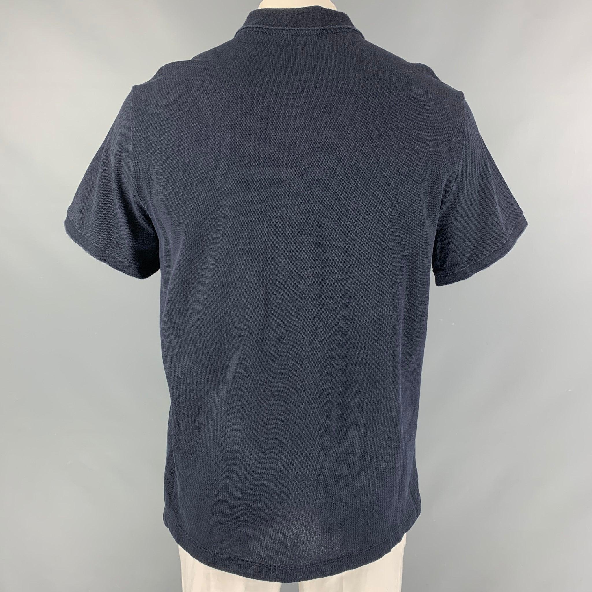 BURBERRY Size XXL Navy Solid Cotton Polo In Good Condition In San Francisco, CA